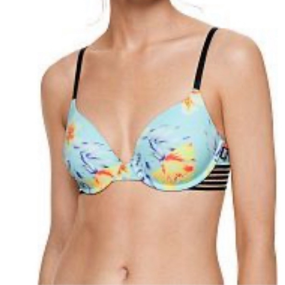 PINK Victoria's Secret Tropical Floral Push-Up Bra Size 32D - Picture 2 of 9